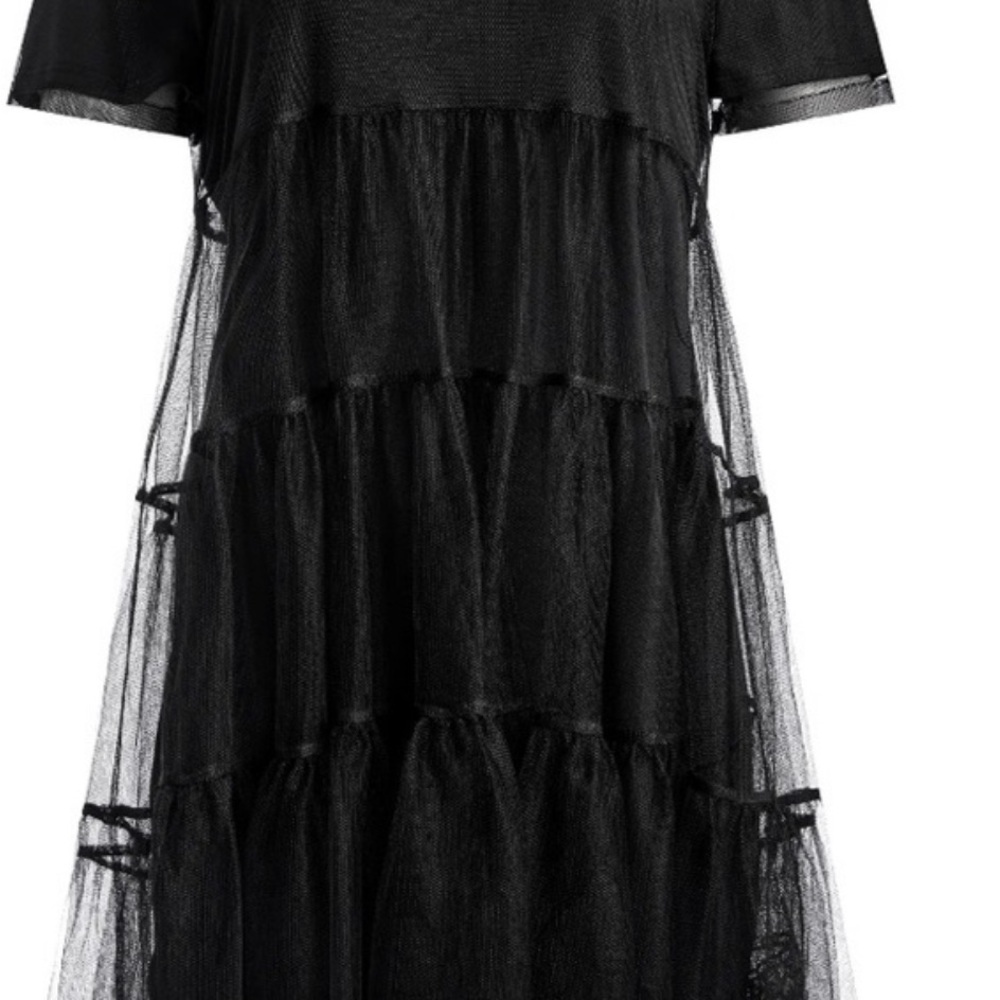Alice + Olivia Black Tiered Lace Mini Dress - Picture 2 of 5